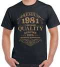 45th Birthday T-Shirt 1981 Aged To Perfection Mens Funny 45 Year old Present TEE