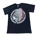 ALLSTYLE Vtg Y2k Shirt Men M Black Graphic Native Chief Indian Tribal Headress