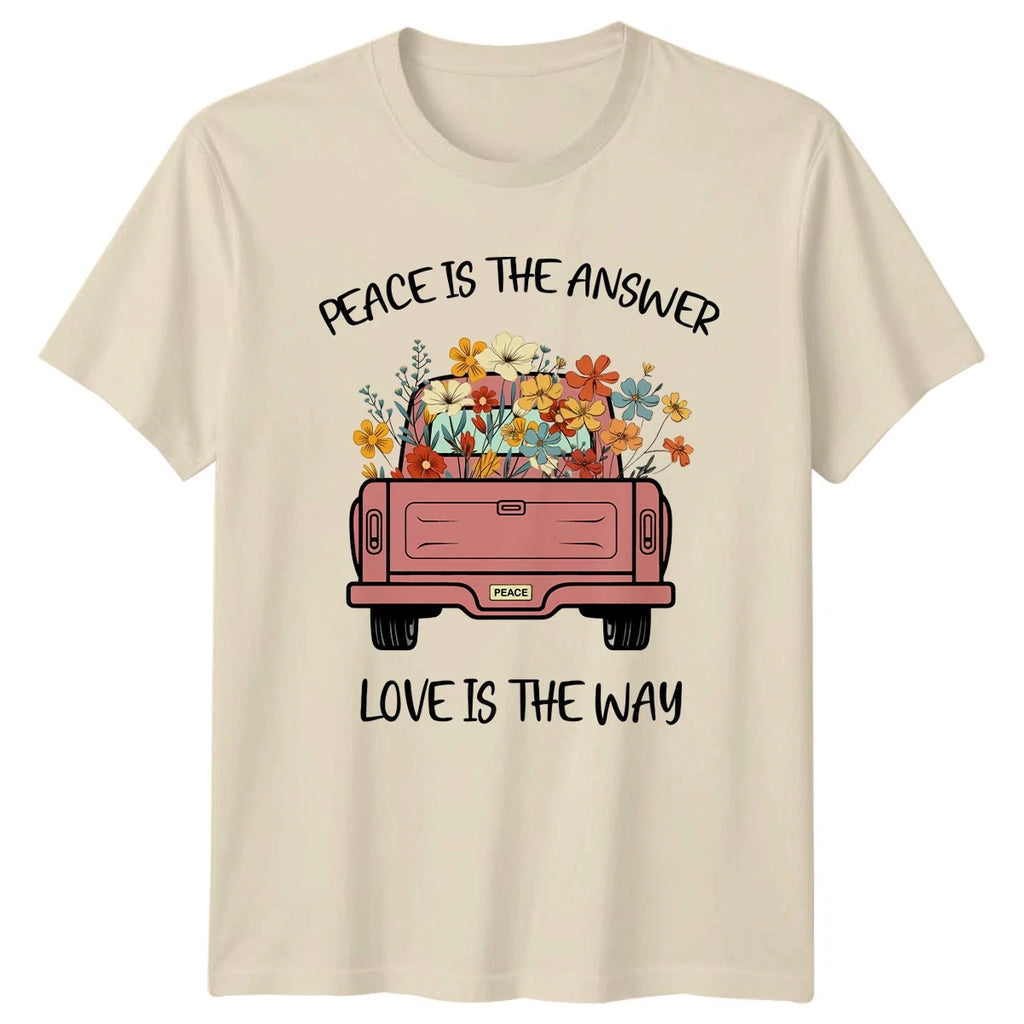 Peace Is The Answer Love Is T-Shirt Wildflower Truck Boho Peace Birthday