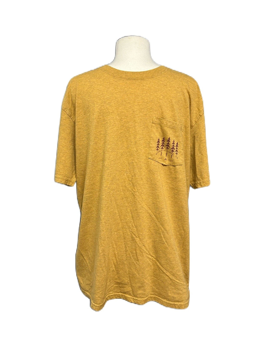 Men's PrAna T-Shirt Sz XL Gold Pocket Cotton Stretch Hippie Boho Naughty Pines
