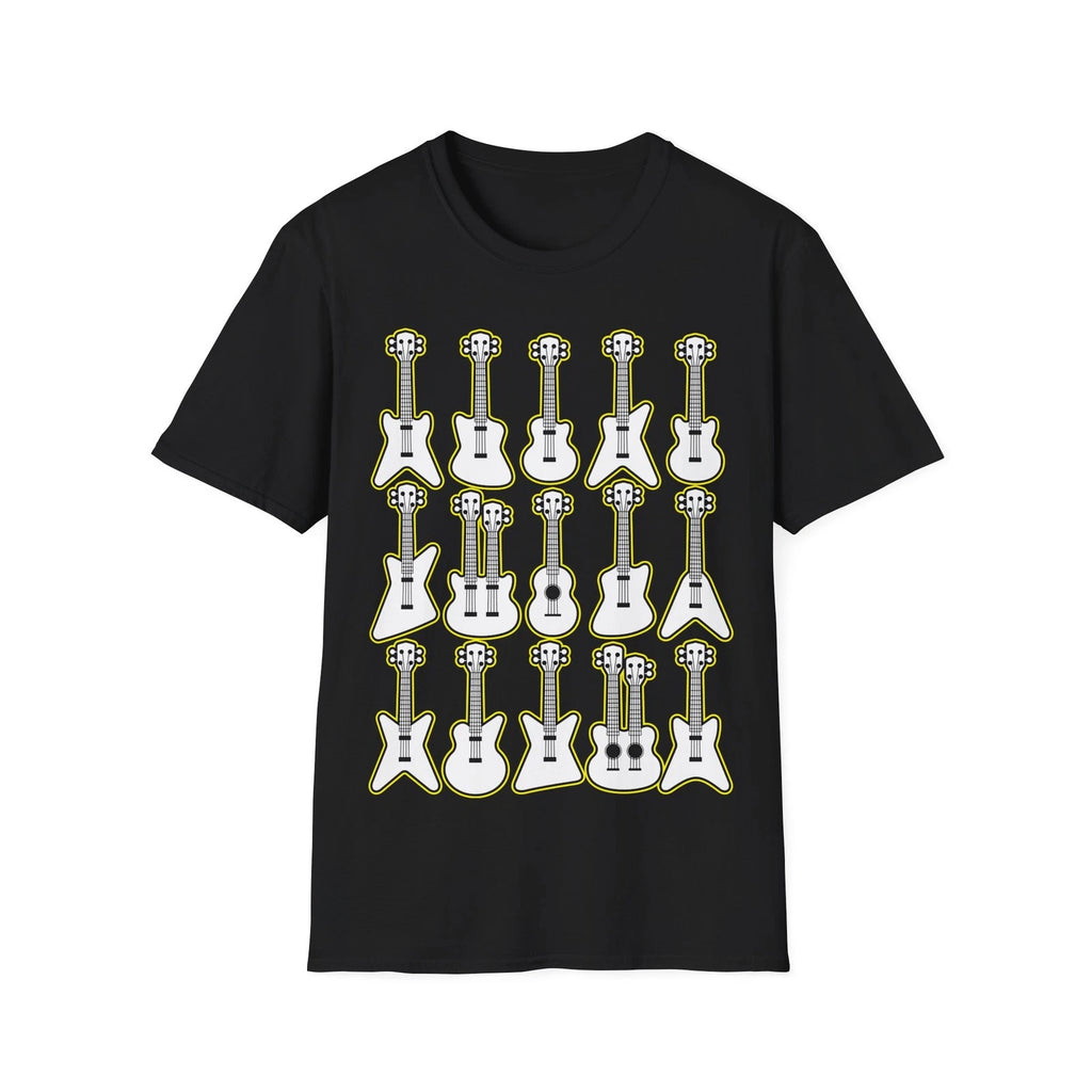 Cartoon Guitars Unisex T-Shirt, Rock Metal Music Fan Graphic Tee, Softstyle Tee