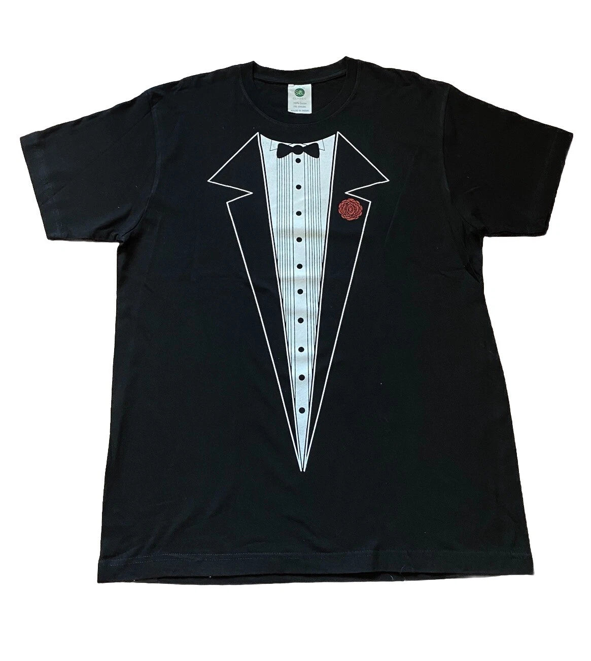 Mens Black Tuxedo T Shirt Funny Lazy Wedding Fake Suit Fancy Marriage L