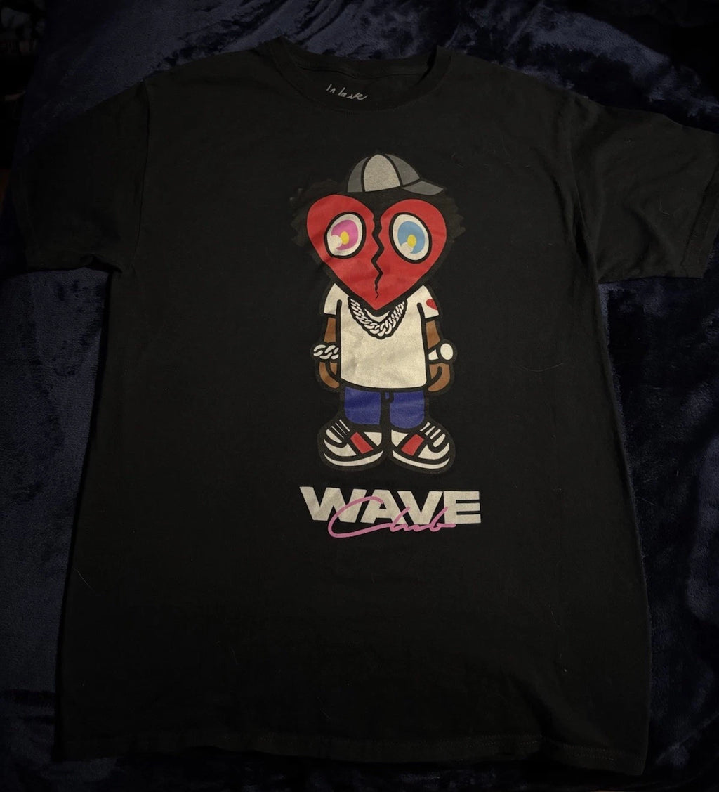Wave Club Mens Medium Black Street Wear Shirt Cotton