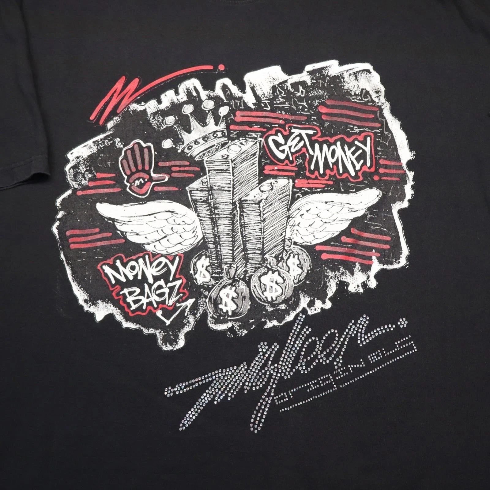 Miskeen Originals Get Money Black Shirt 4XL Rhinestone y2k