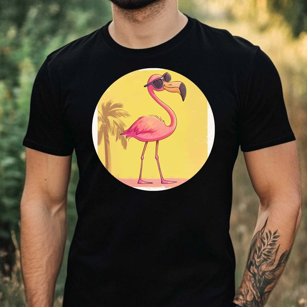 Mens Funny Flamingo Print Cotton T-Shirt Size XS to 5XL