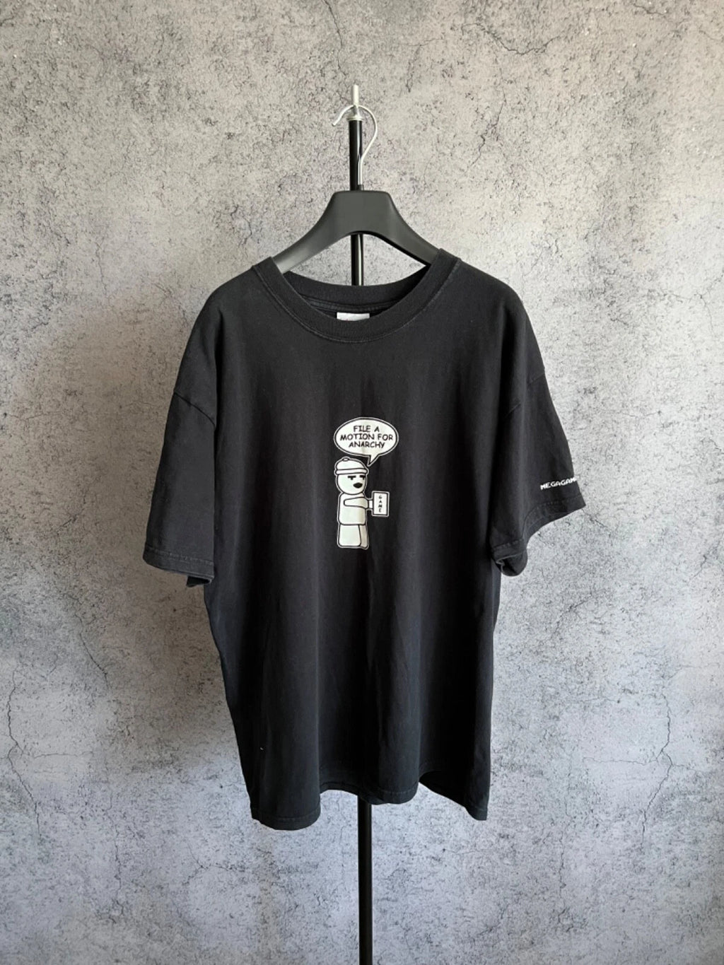 Men’s T-Shirt File A Motion For Anarchy Size L Black Tee Graphic Print Humor Y2K