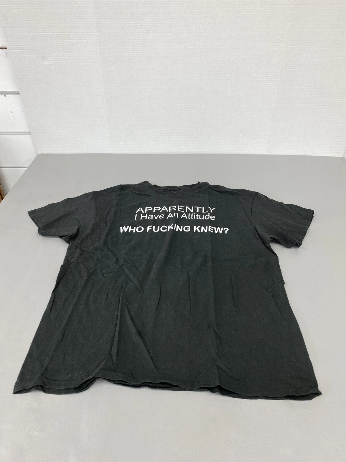 Apparently I Have An Attitude Shirt Mens XL Black Sarcastic Funny Graphic Tee