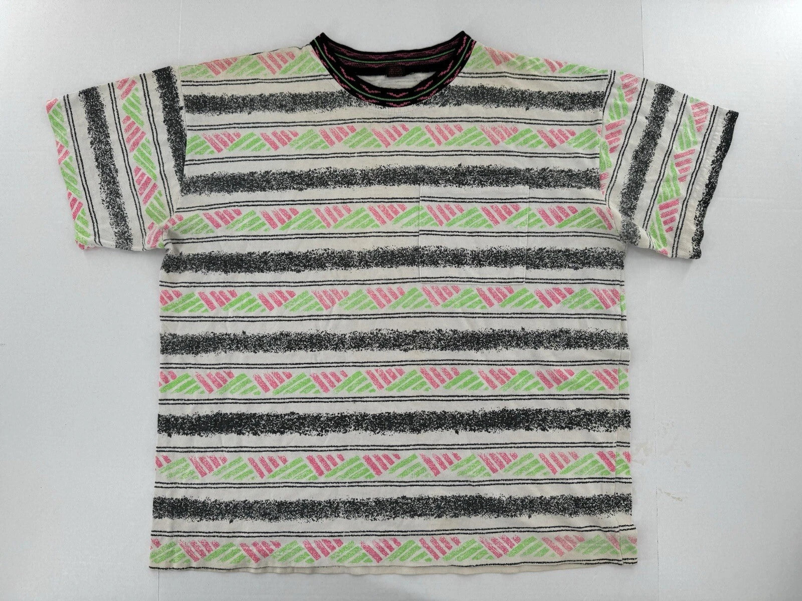 Vtg T Shirt Mens Size S/M Surf Hippie Boho Knit Skater Pacific Coastal Art 80’s