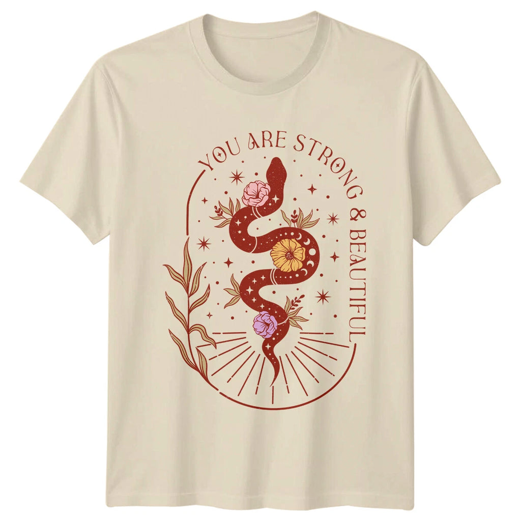 Boho Snake You Are Strong & Beautiful T-Shirt Celestial Magic Adult