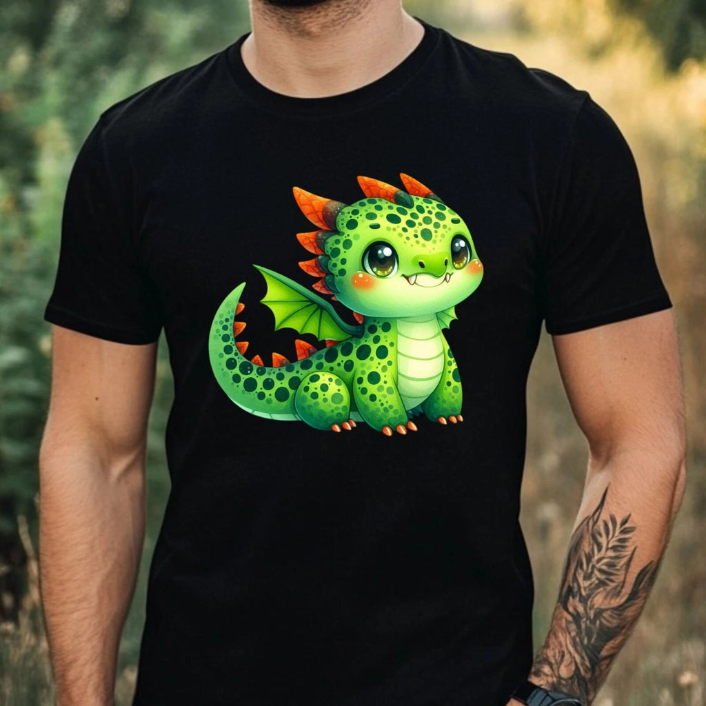 Mens Green Dragon Motif Cotton T-Shirt Size XS to 5XL