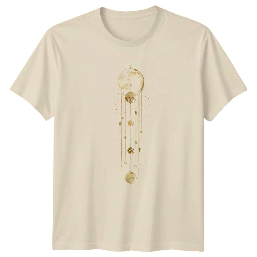 Abstract Gold Moon Phases Celestial T-Shirt Lunar Boho Birthday Gift