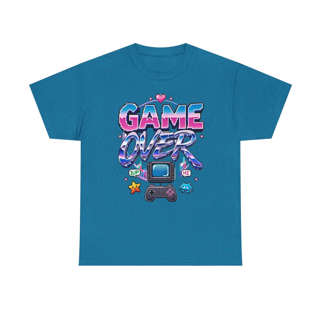 Heavy Cotton Tee Game Over Y2K Pixel Retro Gaming Unisex Made in USA