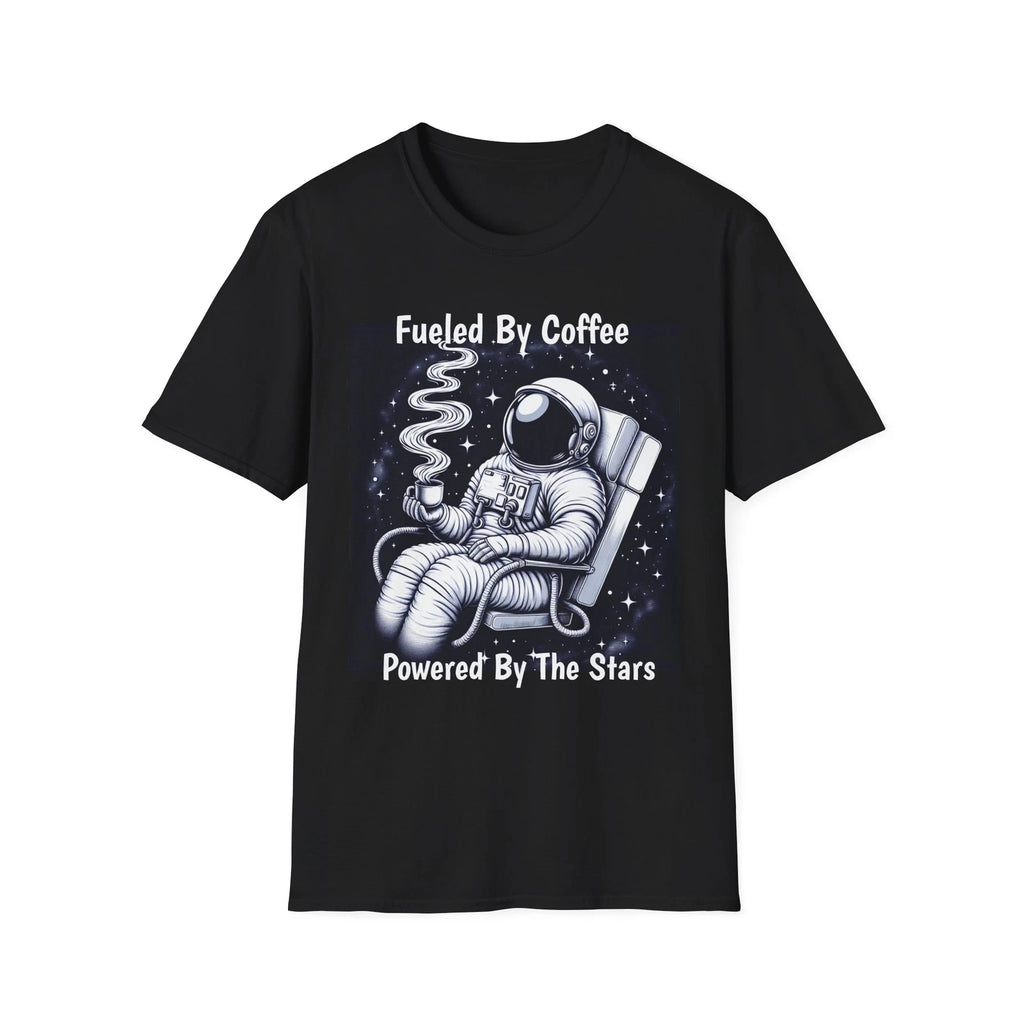 Cosmic Coffee Lover T-Shirt - Fueled By Coffee Powered By The Stars, Graphic Tee