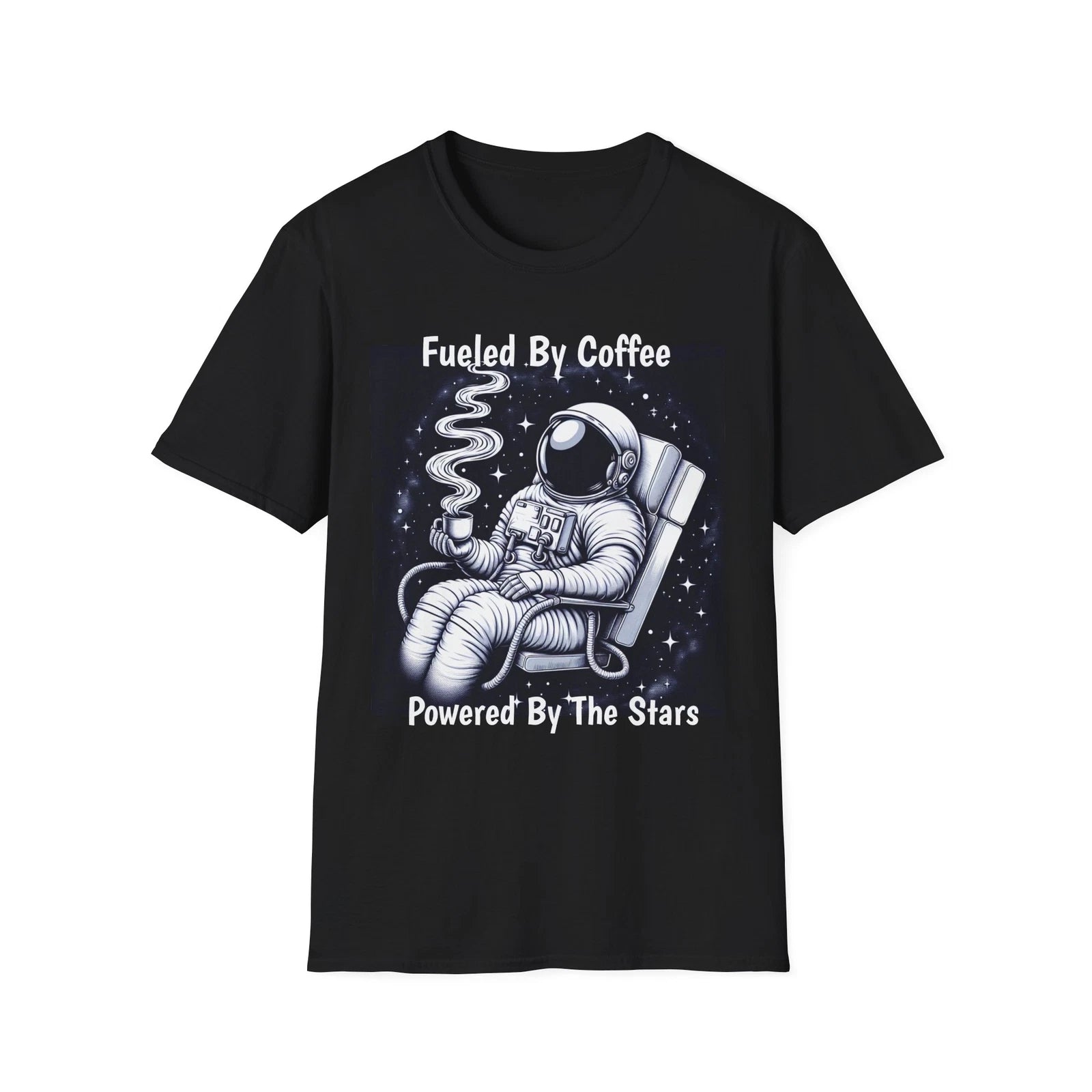 Cosmic Coffee Lover T-Shirt - Fueled By Coffee Powered By The Stars, Graphic Tee