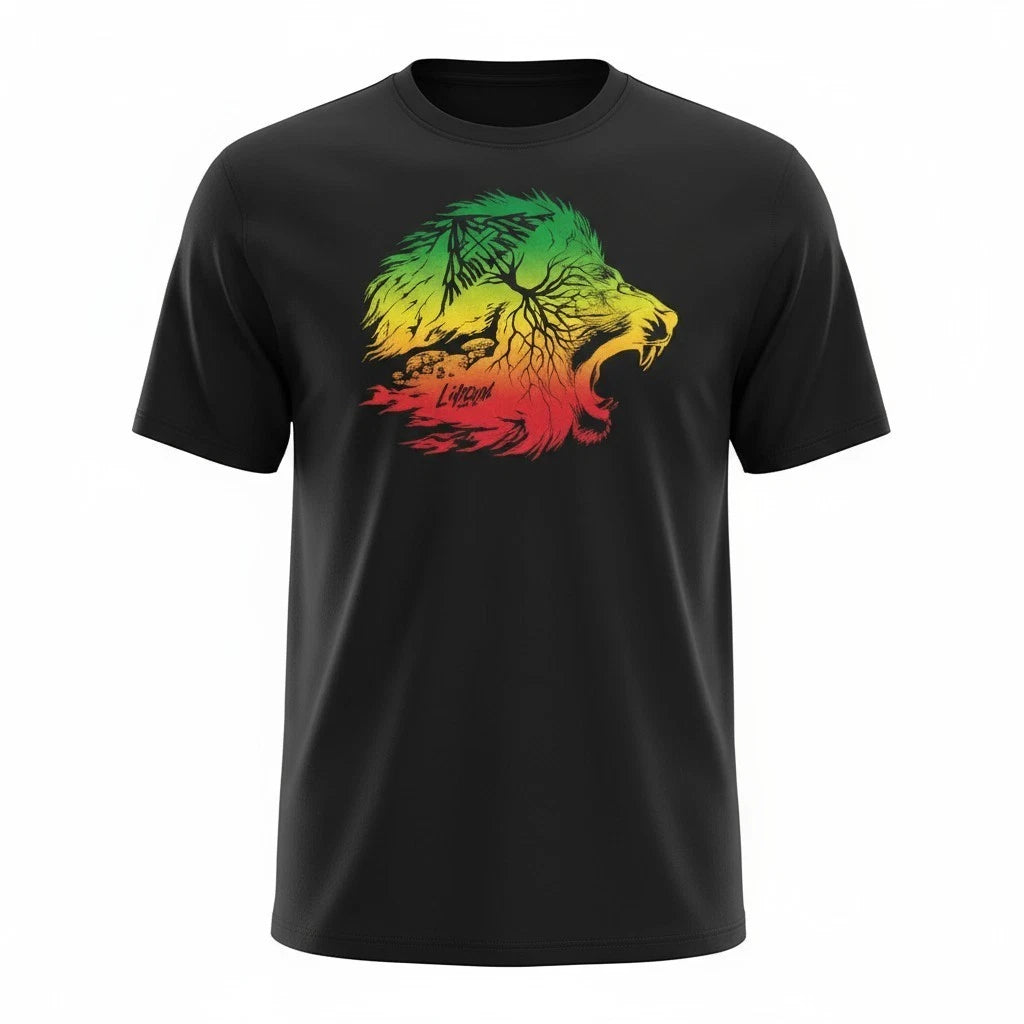 LRG Tee Mens 3X Black Graphic Rasta Lion Streetwear Skater Big & Tall Hippie
