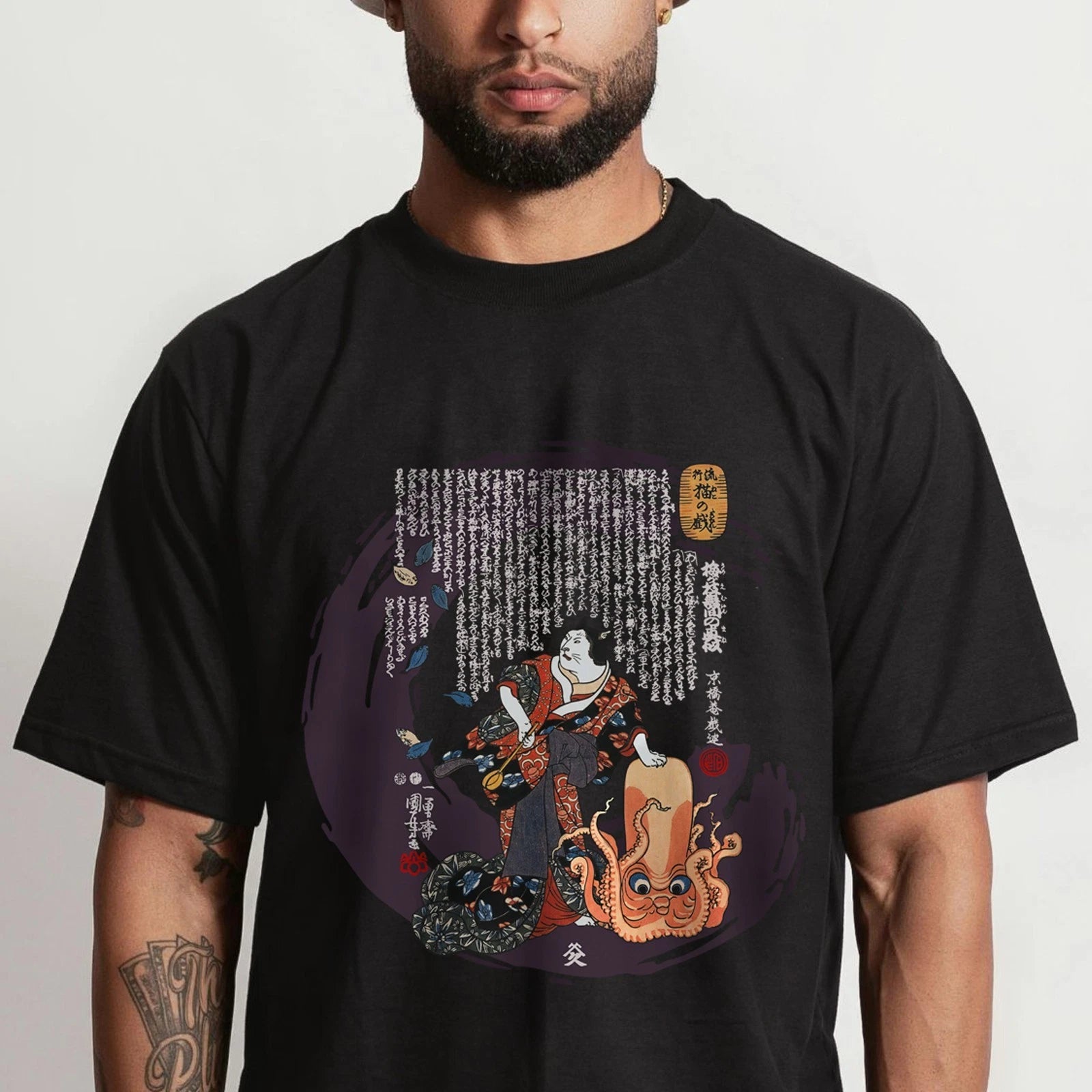 Funny Cat Octopus T Shirt Japanese Ukiyoe Art Kuniyoshi Vintage Graphic Tee Gift