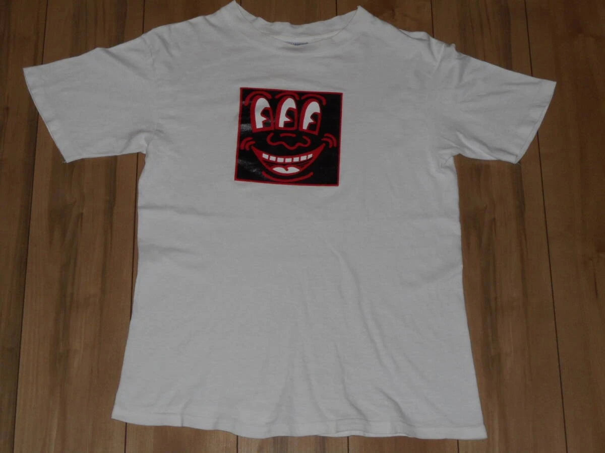 Hanes Vintage 80s Three Eyed Face Pop Art T-Shirt M USA Made