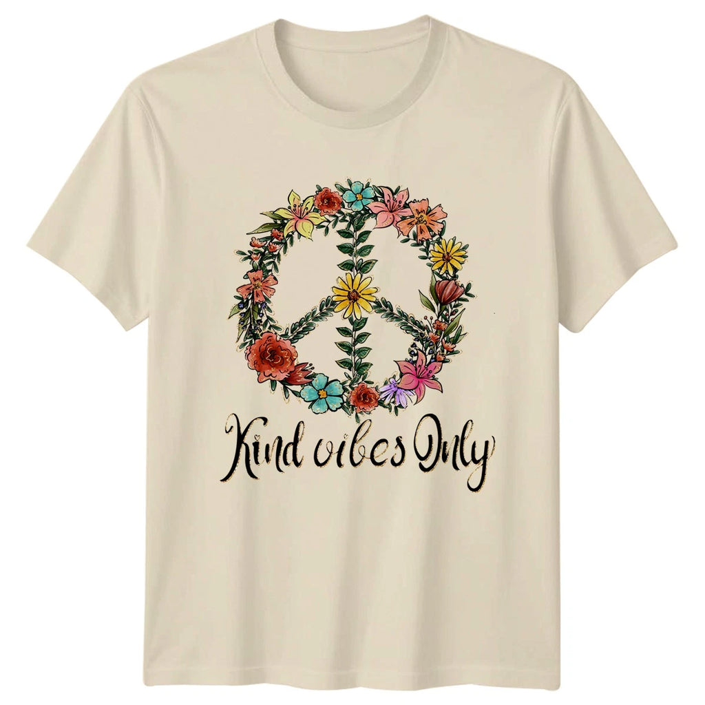 Kind Vibes Only Womens T-Shirt Boho Floral Positivity Birthday Gift For Her