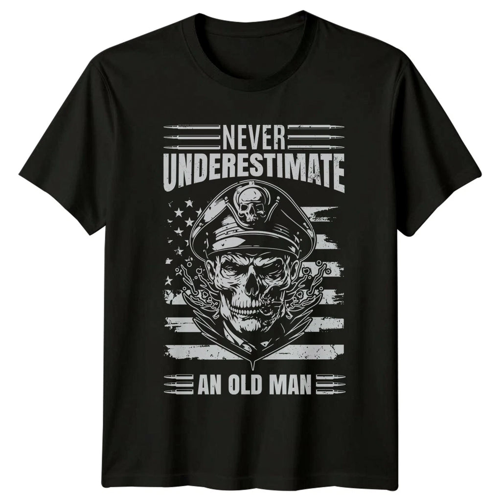 Never Underestimate An Old Man Mens T-Shirt Veteran Retirement Fathers Day