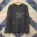 Vintage Y2K Prepare To Scare Skull and Crossbones Long Sleeve Shirt Size XL