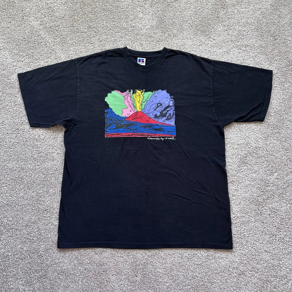 Andy Warhol Vesuvius T-Shirt Russell Athletic 2XL Black Pop Art Tee Vintage 90s