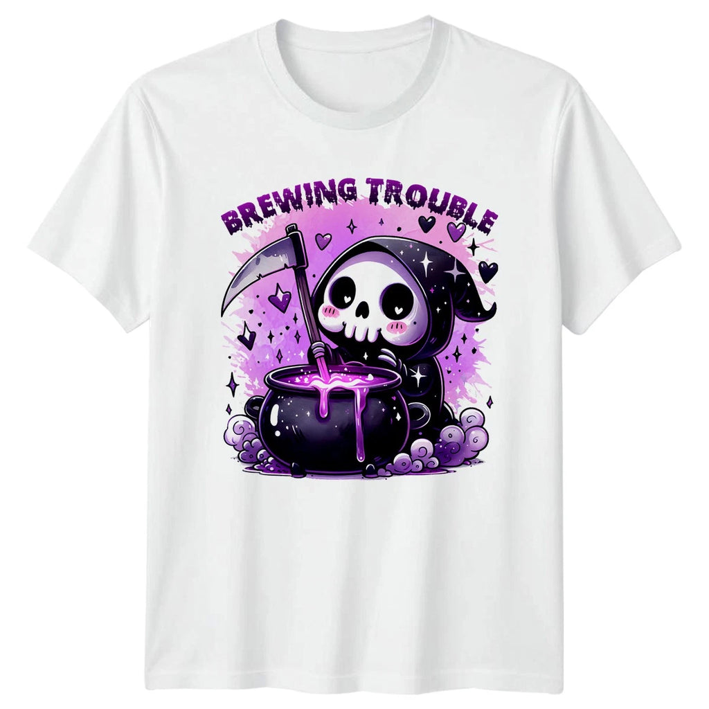 Brewing Trouble T-Shirt Kawaii Goth Halloween Gift For Him And Her