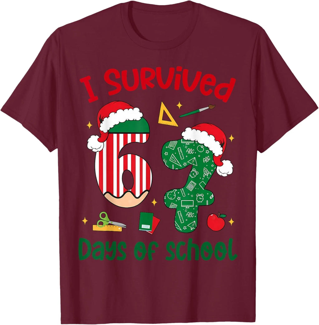 School Christmas Six Seven Meme Survived Funny Unisex T-Shirt