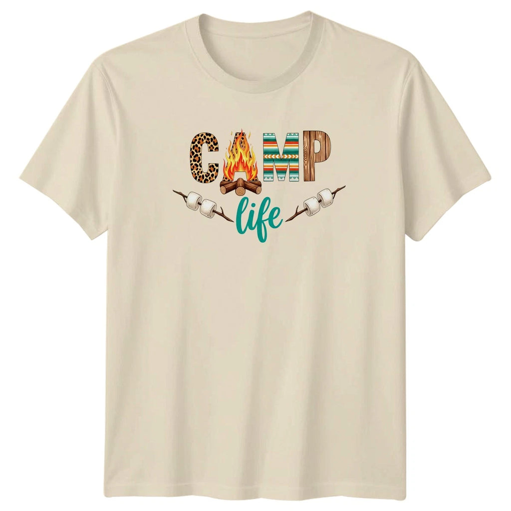 Camp Life Womens T-Shirt Boho Glamping Outdoors Adventure