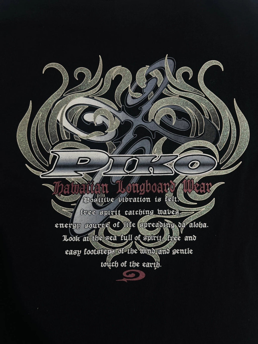 Vintage PIKO Hawaiian Surf  T-Shirt  Glitter Graphic Men's Medium Unisex Y2K⁠