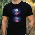 Mens Flamingo In Moonlight Motif Cotton T-Shirt Size XS to 5XL