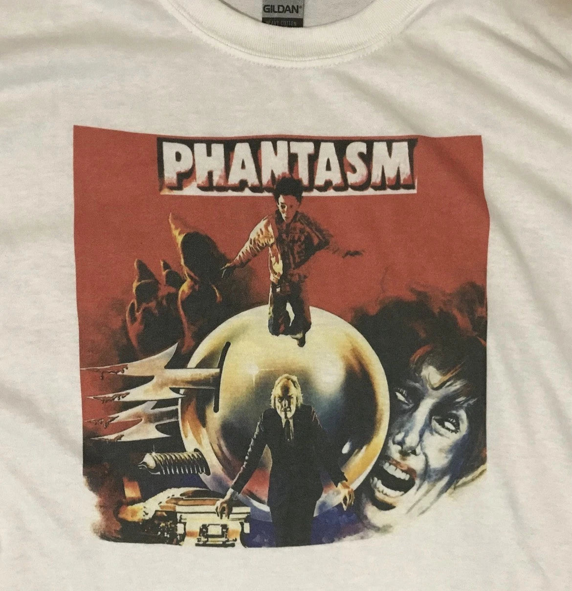 Phantasm retro horror goth punk white Size Large unisex T-shirt