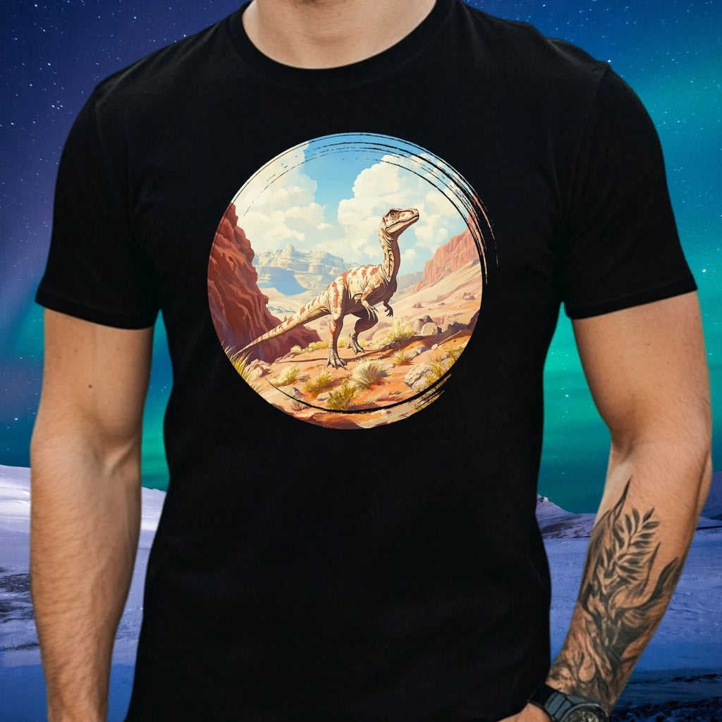 Mens Dilophosaurus Dinosaur Print Cotton T-Shirt Size XS to 5XL
