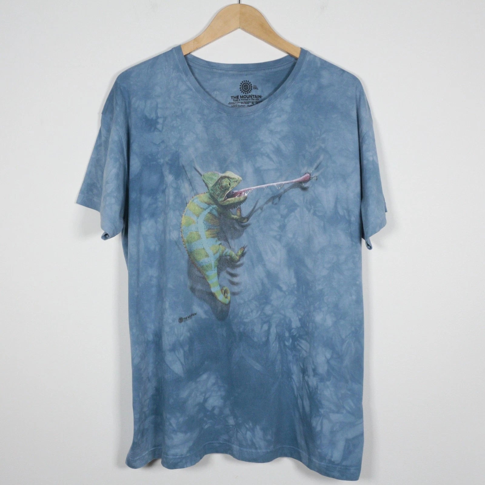 mens the mountain climbing chameleon tie dye graphic short sleeve t-shirt, 2xl