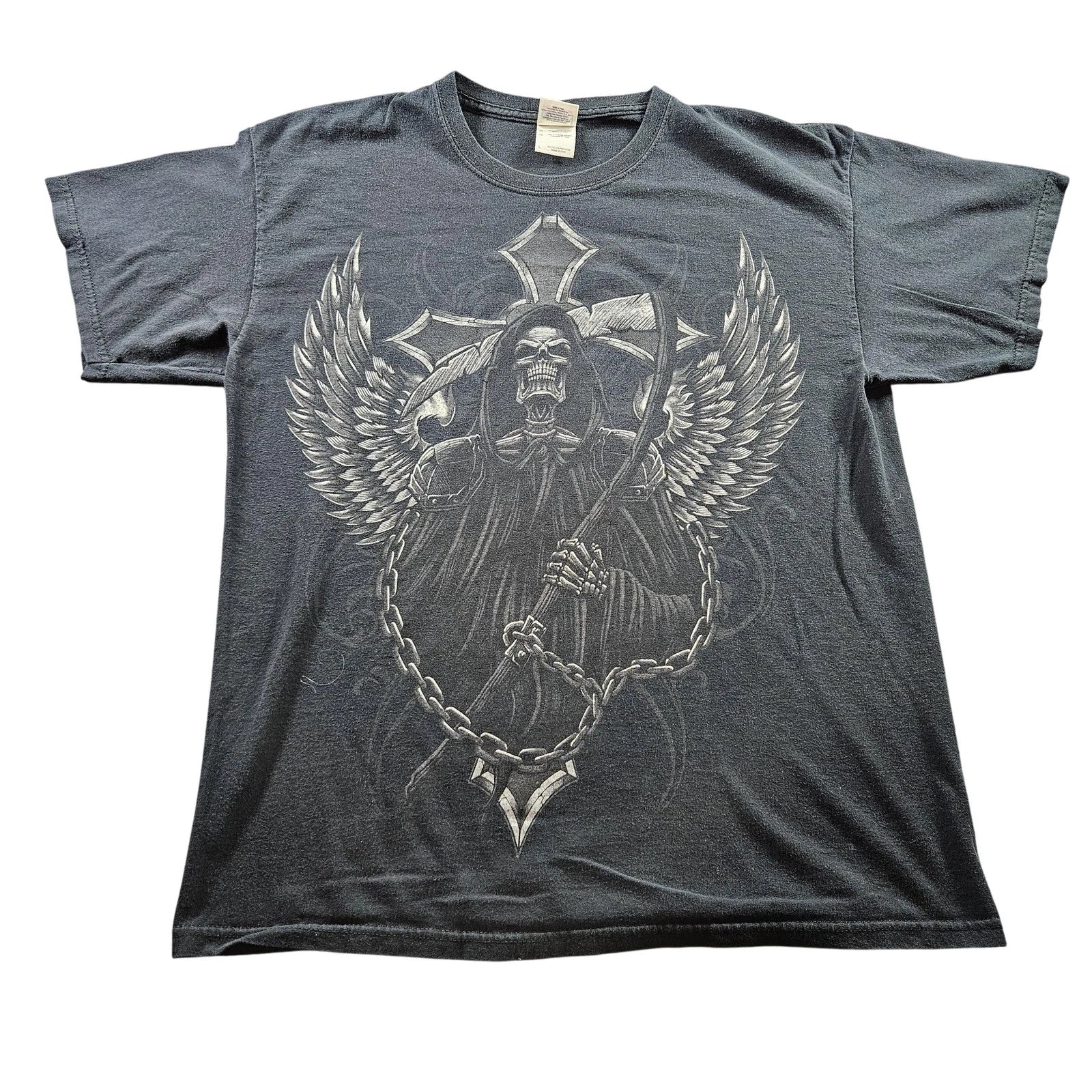 Reaper Grim Reaper Shirt Mens Extra Large Winged Skeleton Scythe Gothic Tee Y2K