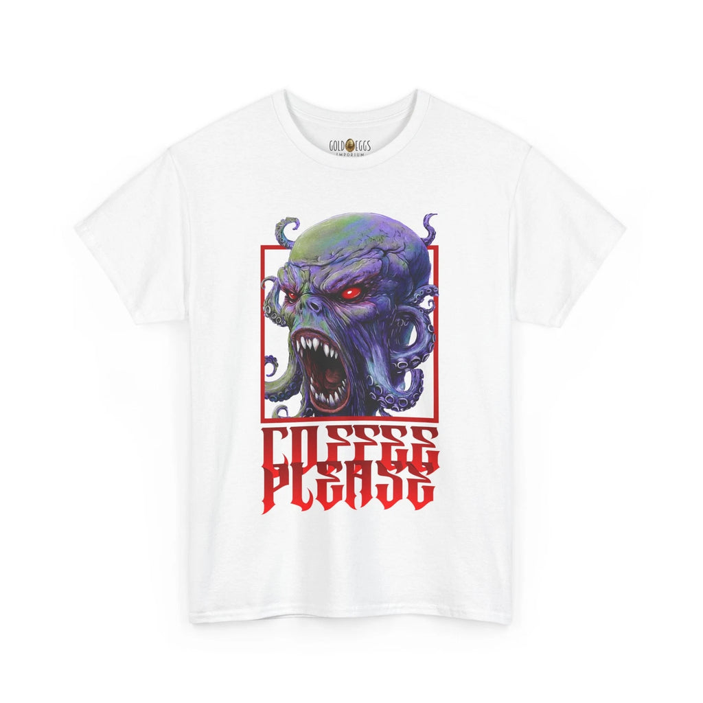 Coffee Please Evil Octopus Illustration T-shirt