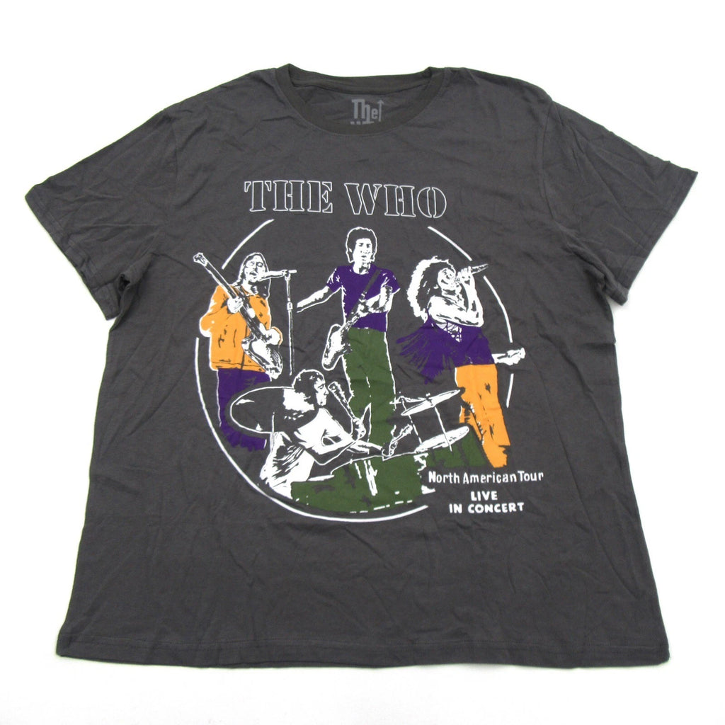The Who Mens Plus Size 2X North American Tour T-Shirt Live in Concert Gray