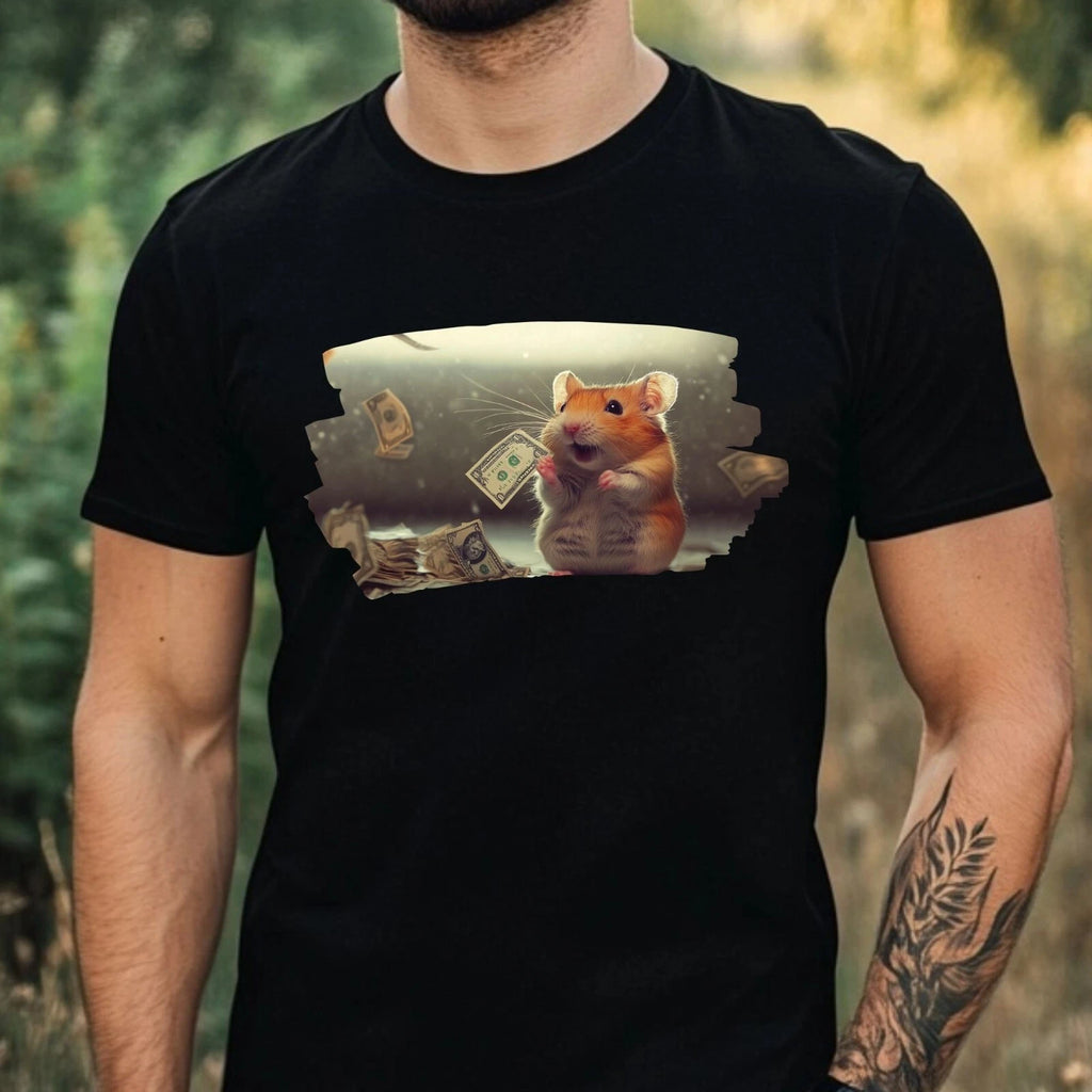 Mens Funny Hamster Money Print Cotton T-Shirt Size XS to 5XL