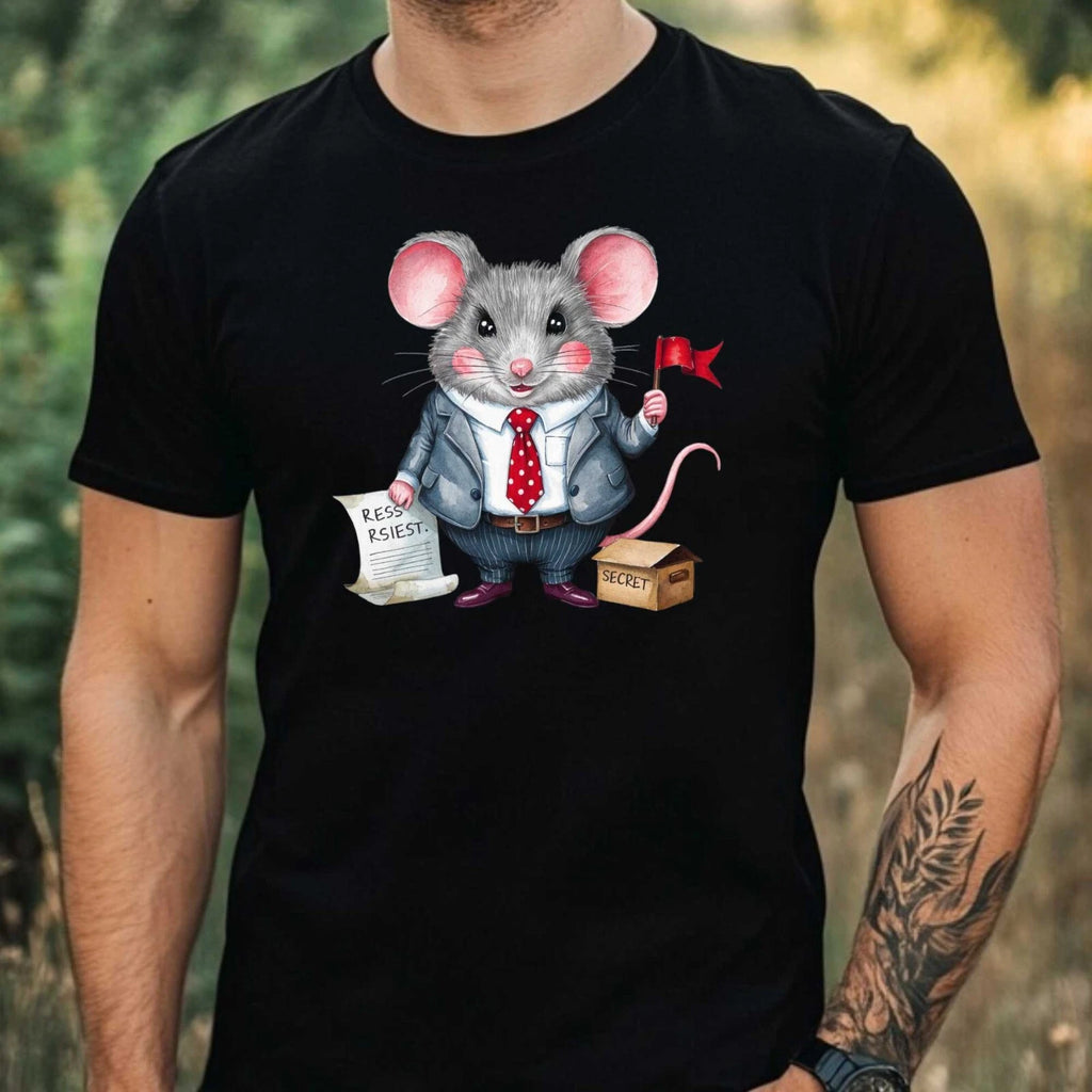 Mens Funny Mouse Print Cotton T-Shirt Size XS to 5XL