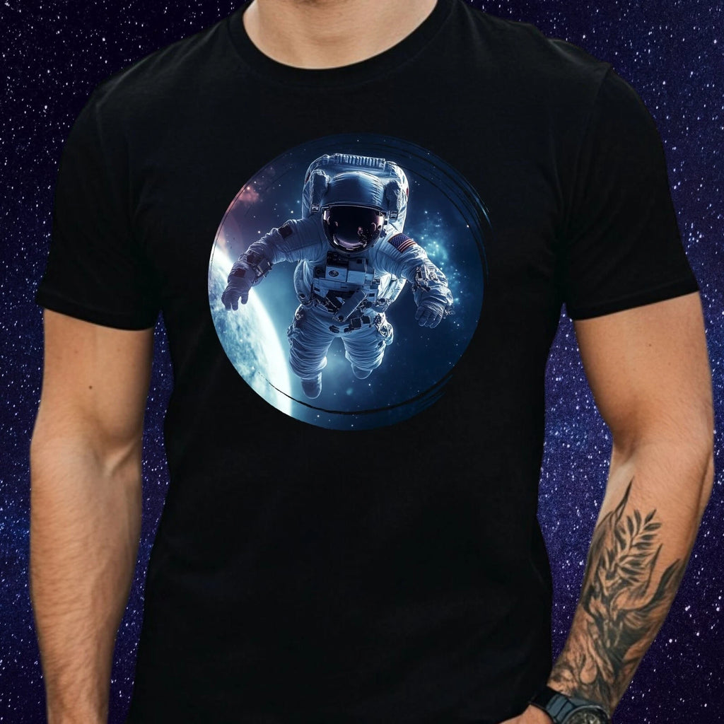Mens Lone Astronaut Motif Cotton T-Shirt Size XS to 5XL
