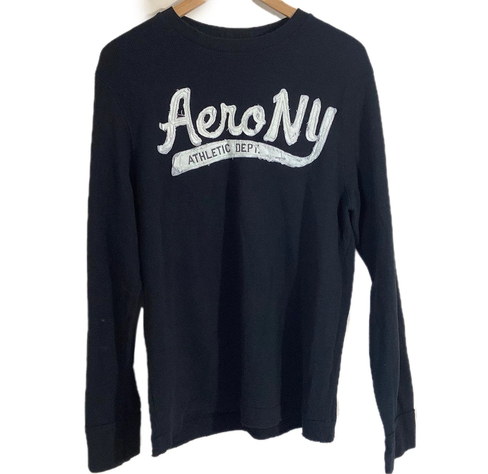 Aeropostale Y2K Spell Out Mens Shirt Tee XL Thermal Waffle Knit Distressed 2010