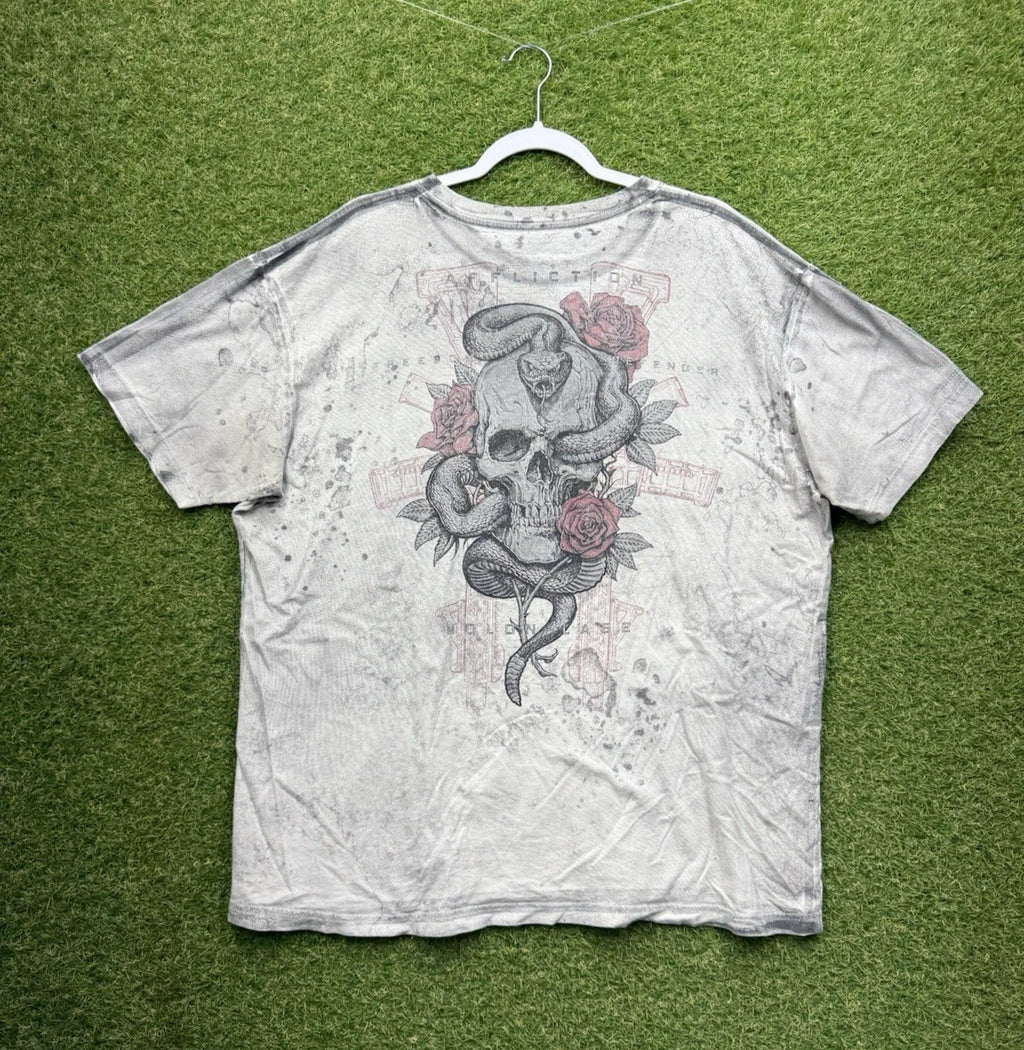 Affliction Shirt Mens 2XL Grunge Wings AOP Skull Y2K 2000s Style Snake Grunge