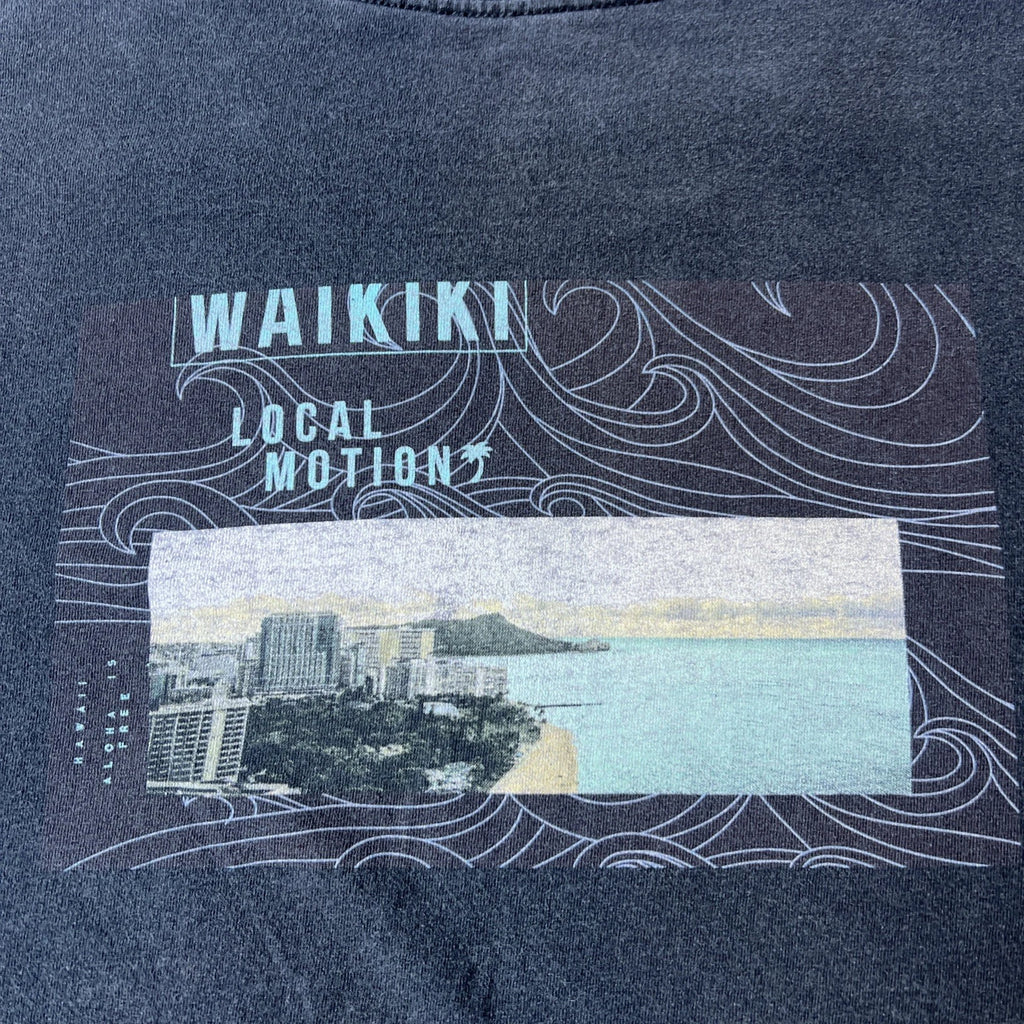 Retro Local Motion Waikiki Shoreline Hotels Surf Shirt Large Surfer Gray Vintage