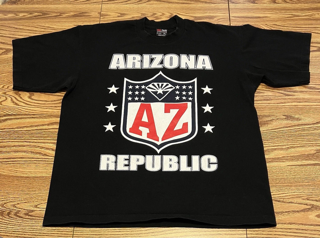 Arizona Republic T Shirt Black Shield Y2K Boxy Rap Mens XL Pro-Tag USA