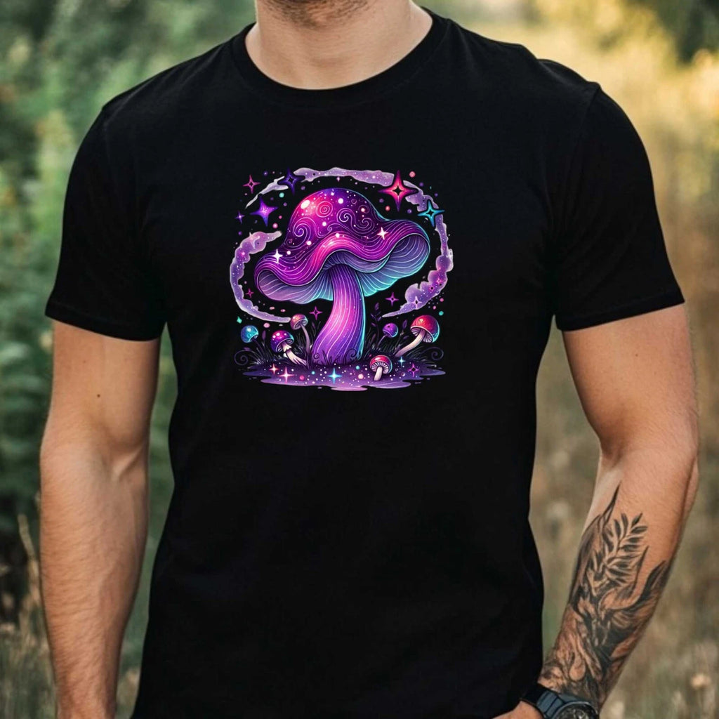 Mens Watercolour Mushroom Motif Cotton T-Shirt Size XS to 5XL