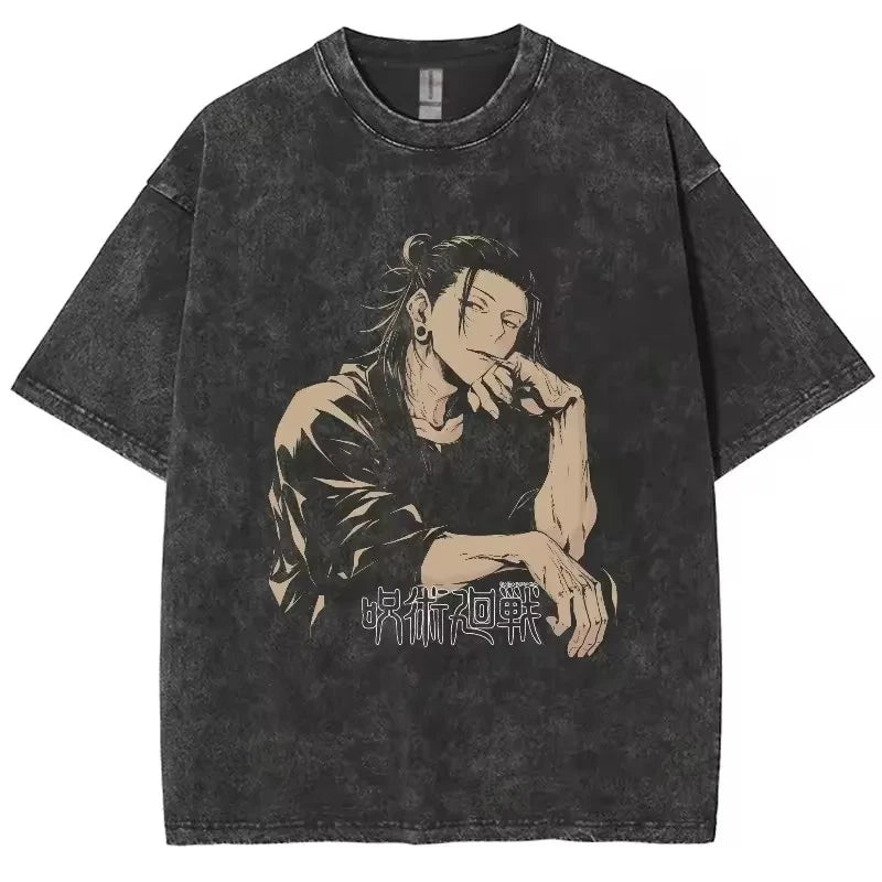 Anime Jujutsu Kaisen Gojo Satoru T Shirts Washed Men Women Cotton Harajuku T-Shi