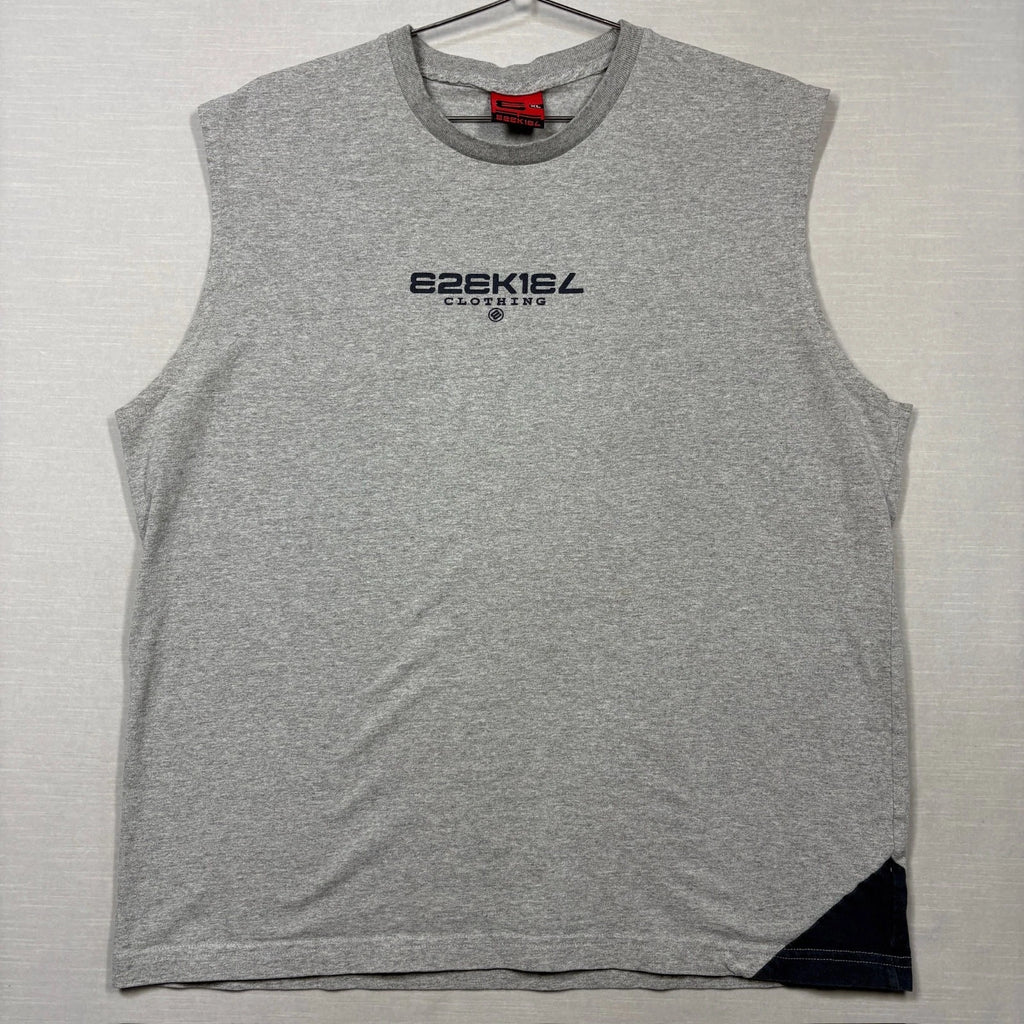 Ezekiel Sleeveless Shirt Men XL Gray Spell Out Skater Y2K