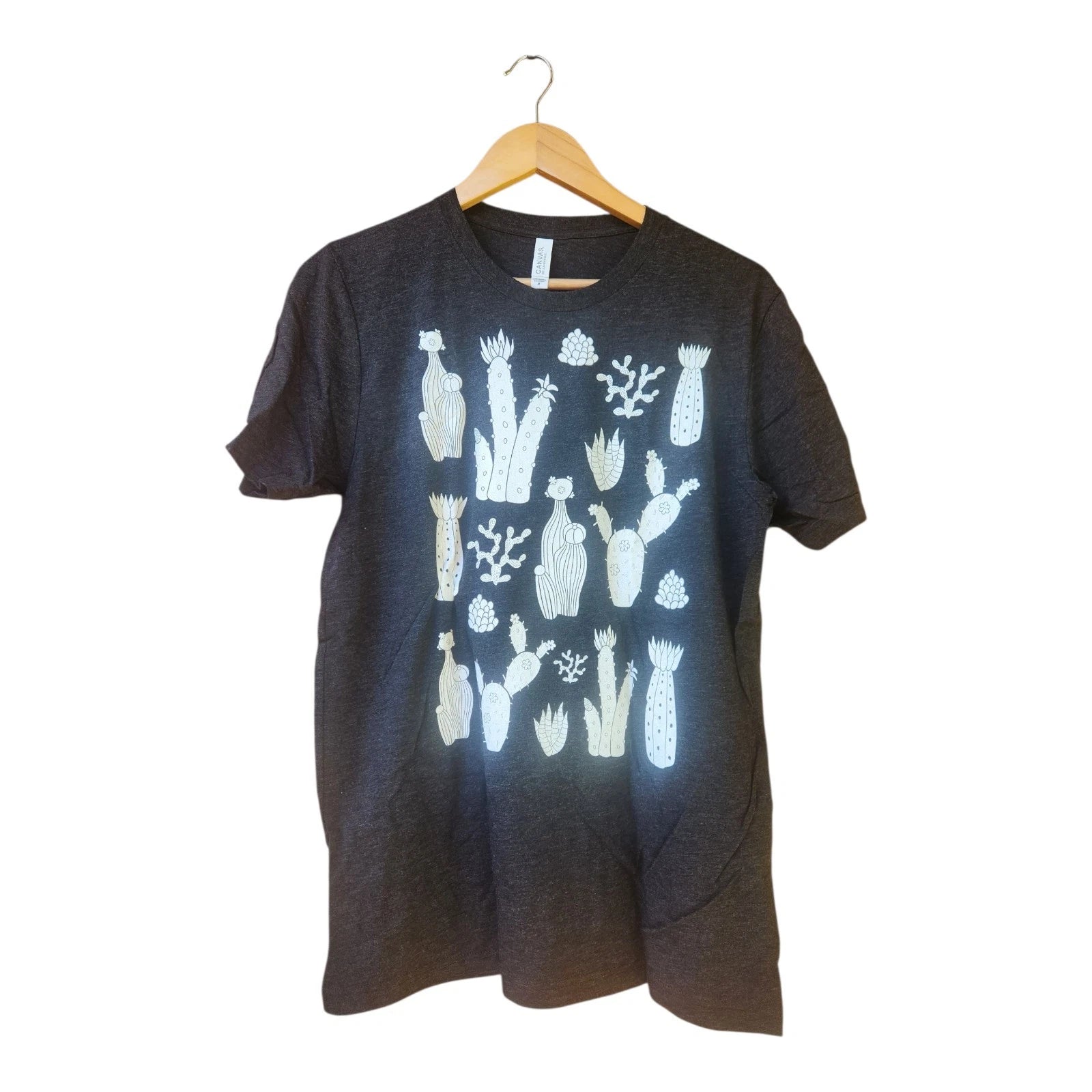 Graphic Tee Size M Black White Cactus Cacti Garden Plant Lover Gift T-Shirt Boho