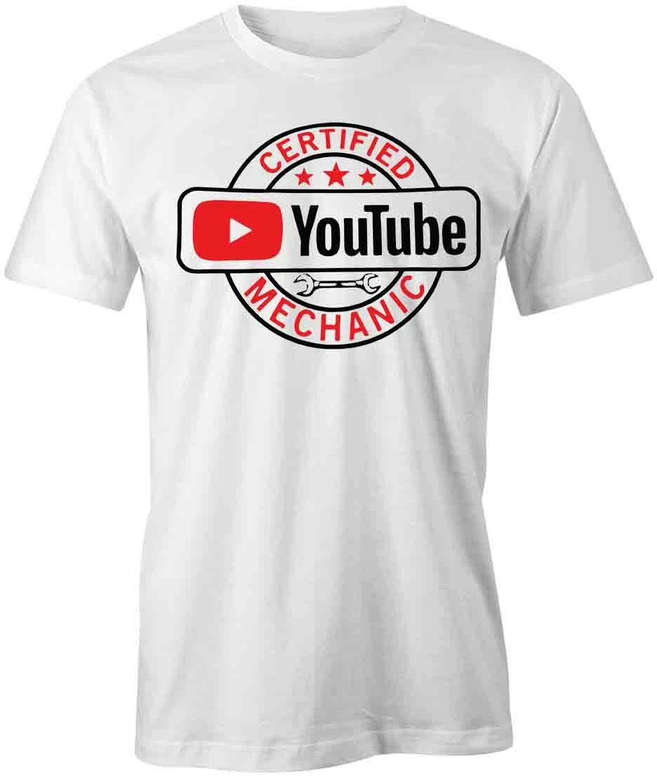 CERTIFIED YOUTUBE MECHANIC TShirt Tee Short-Sleeved Cotton FUNNY HUMOR S1WSA908