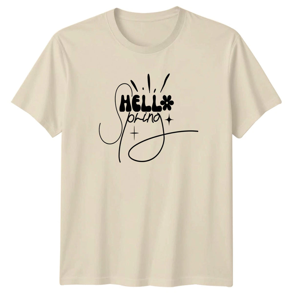Hello Spring Womens T-Shirt Boho Groovy Spring Season Mothers Day Gift For Her