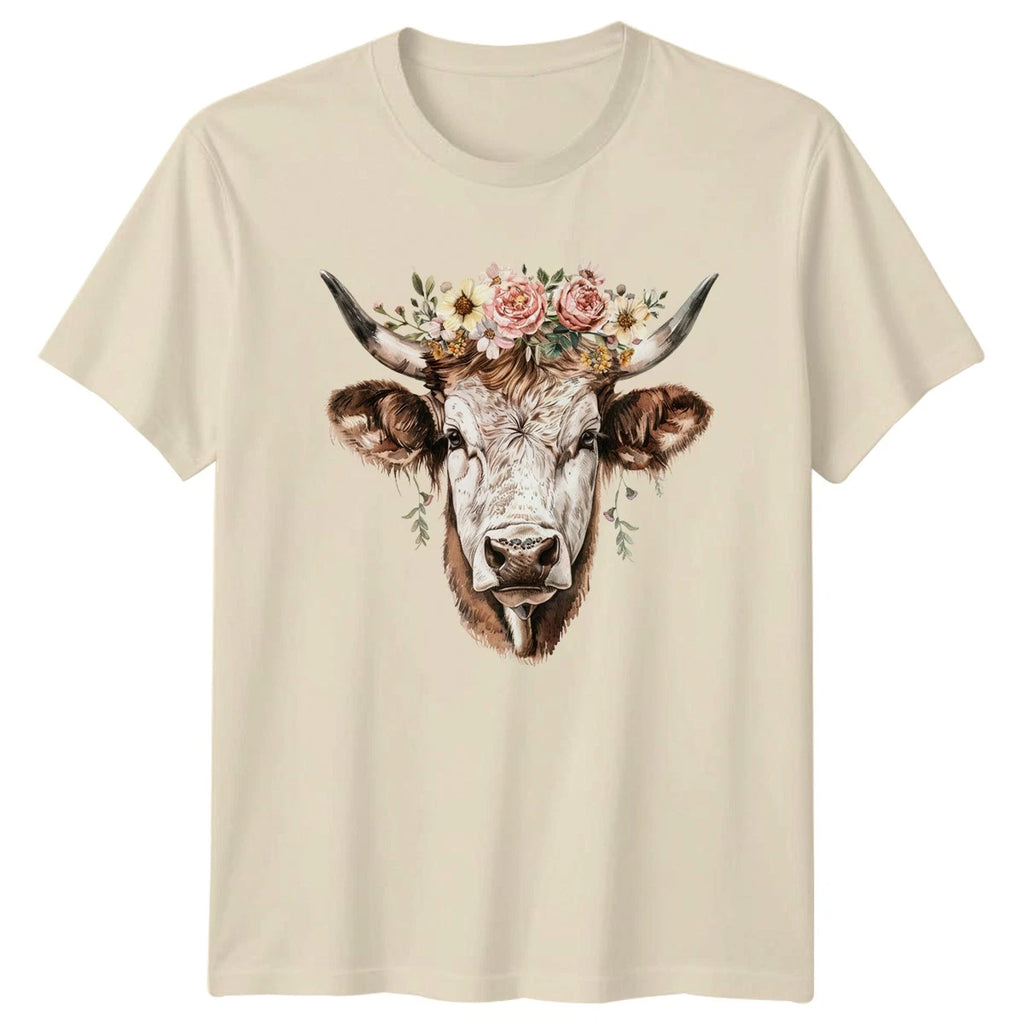 Floral Cow Boho T-Shirt Womens Western Farmhouse 2026 Gift For Her